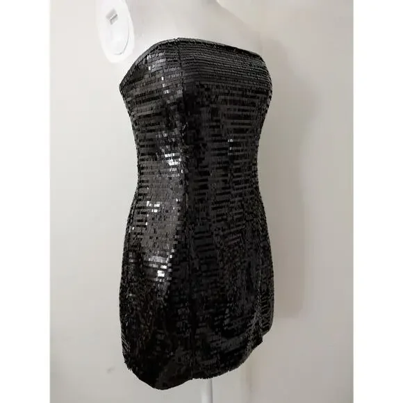A.L.C. Elsie Strapless Sequin Satin Mini Dress - Black - Picture 6 of 16